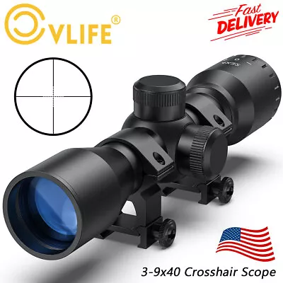 3-9x40 Compact Scope For Air Rifle Crossbow Airsoft Pellet Gun With Scope Mounts • $43.99