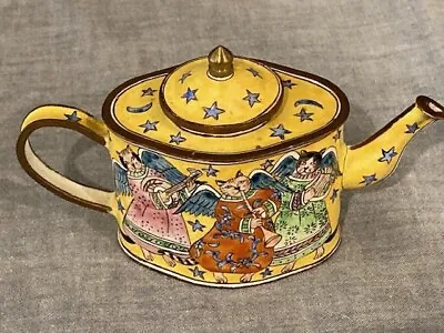 Christmas Cat Themed Miniature Brass Tea Pot. Outstanding Color And Condition • $39
