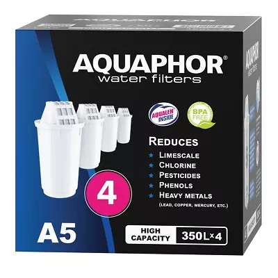 Pack 4x ORIGINAL AQUAPHOR Water Filter Cartridges A5 (350l) Lime Protection • £21.65