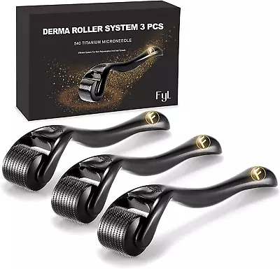 Derma Roller Beard Roller Microneedle 3 Pack Derma Roller Kit (0.5Mm/1.0Mm/1.5Mm • $29.09