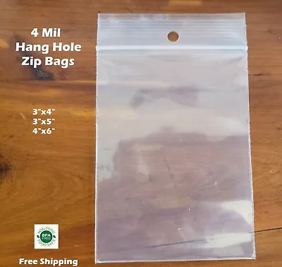 4Mil Plastic Zip Seal Reclosable Top Lock Poly Bags With Hang Hole Jewelry 4 Mil • $7.99
