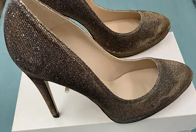 £85 • Buy LK Bennett New Sledge Bronze Sparkle Court Shoes UK 7 40 BNWT RRP £195