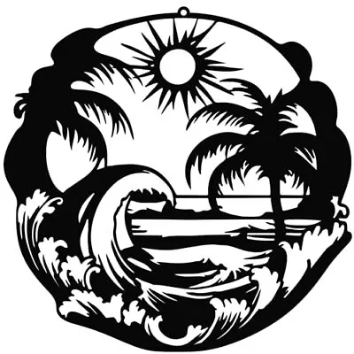 Ocean Wave Metal Wall Decor Seascape Black Metal Wall Art Palm Tree Wall Scul... • $23.88