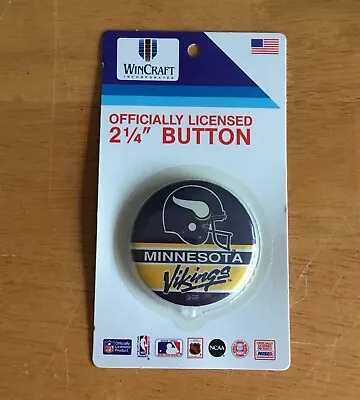 Vintage Wincraft Minnesota Vikings Official NFL 2 1/4” Button Pin NIP Unopened • $4.99