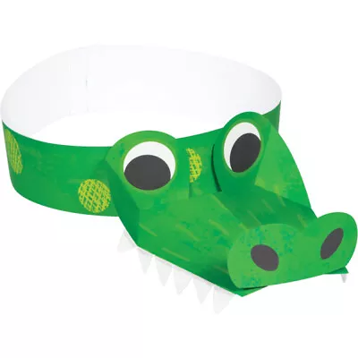 Alligator Party Supplies Paper Headband Hats 8 Pack Birthday Crocodile Boy • $13.99