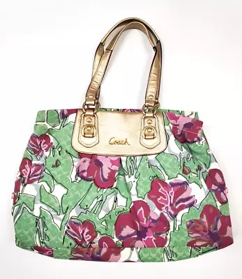 Coach Madison Floral Audrey Convertible Satchel Multi Color W/gold Accents M1059 • $87.75