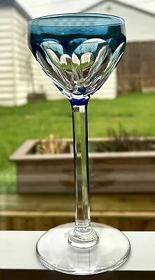 Val St. Lambert Crystal Tall Hock Glass Blue Osram Tcpl • £69