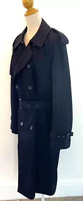 Vintage St Michael M & S Trenchcoat Mackintosh Navy Belted Double Breasted  L • $24.85