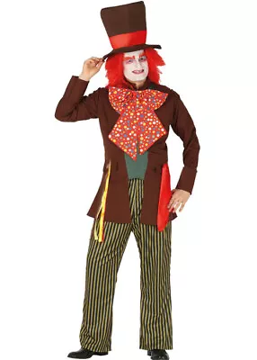 Mens Halloween Mad Hatter Style Wonderland Adult Fancy Dress Costume Brown • £49.49