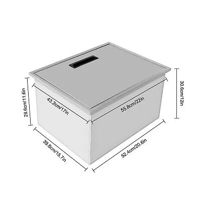 22''x17''x12'' Drop In Ice Chest Cooler 47L/49.7 Qt Home Stainless Steel Ice Bin • $145.35