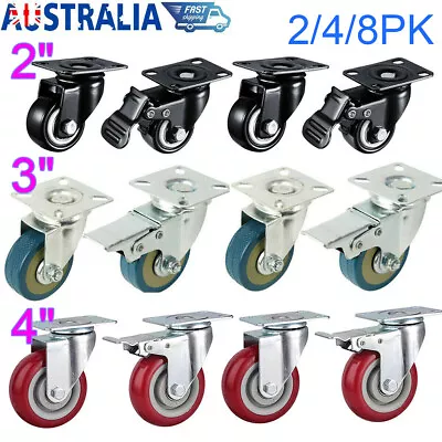 2  3  4  Inch Castor Wheels Swivel Castors Brake Heavy Duty Caster Trolley Wheel • $16.99