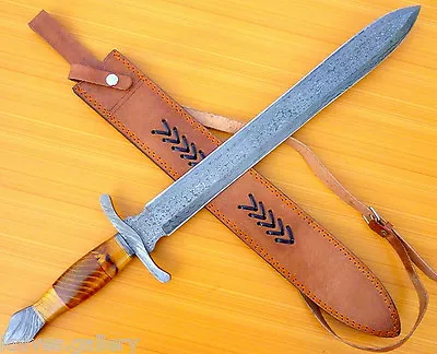 Custom Damascus Steel Hunting Knife / Bowie / Dagger / Viking Celtic Sword 27.5  • $59.99