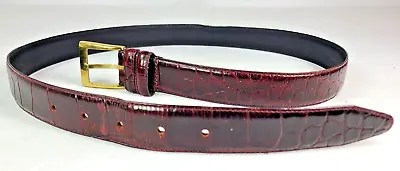 Alligator Grain Steerhide Brown Leather Belt Size 34 Made In U.S.A. • $29