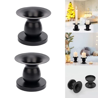 £9.02 • Buy Taper Candle Holder-Set Of 2, Metal Candle Holders For Pillar-Candles Black Can