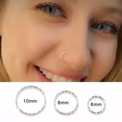 £1.99 • Buy Solid Sterling Silver Twisted Cut Nose Ring Tragus Helix Ear Cartilage Hoop UK
