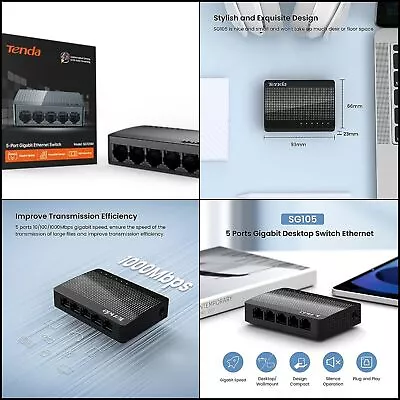 Switch Gigabit Tenda Sg105 5-Port Ethernet Hub Network Desktop Port Ether Office • $21.61