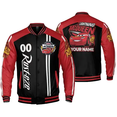 Personalized Lightning Mc Queen Pixar Cars Christmas Baseball Jacket • $48.59