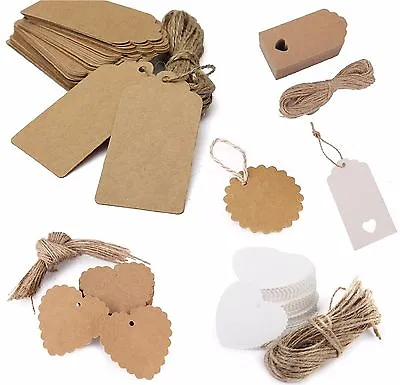 £0.99 • Buy 100PCS Christmas Kraft Paper Gift Tags Price Wedding Scallop Label Blank Luggage