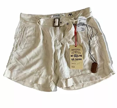 New With Tags Da-Nang Off White 100% Silk With Pocket Belted Shorts Small NWT • $39.99