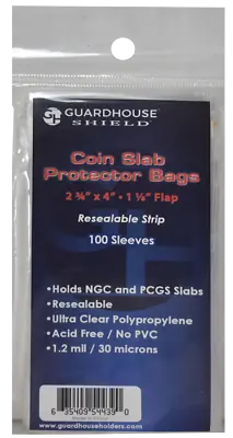 Guardhouse Coin Slab Protector Bags - Resealable (Pack Of 100 Sleeves) • $3