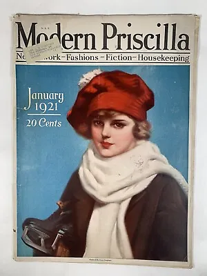 VTG MODERN PRISCILLA Magazine JANUARY 1921 Fashion Art Deco Illustrations • $13.49