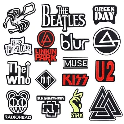 16pcs Lot Iron Sew On Rock Patches Music Band Logo Badge Metal Biker Set Patch • £9.99