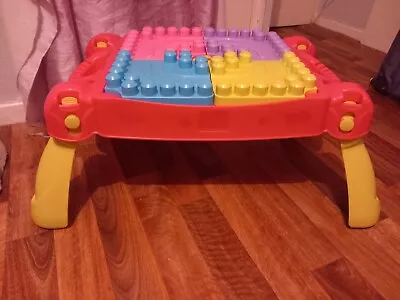 Mega Bloks Table With Fold Away Legs With Blocks.  Used.   • £5