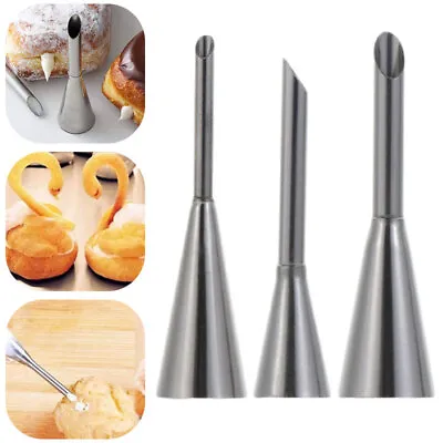 3Pcs Icing Piping Nozzles Cake Decorating Tool Cream Puff Nozzle Pastry Tips Set • £5.66