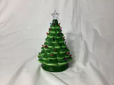 Mini LED Lighted Green Ceramic Christmas Tree 7 1/2  Battery Operatred • $0.99