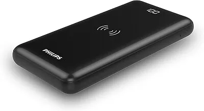 10K PowerBank Philips 10000mAh With Type-C & USB-A Ports Wireless Charger Black • $89.57