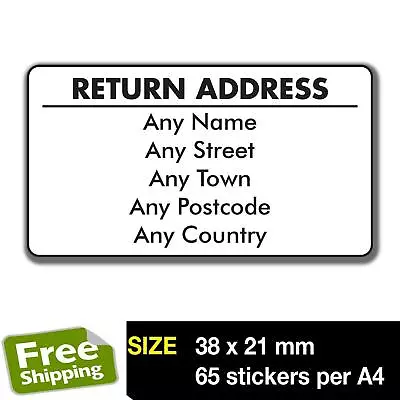 £3.25 • Buy 520 Custom Personalised Self Adhesive Return Address Labels Pre Printed Black