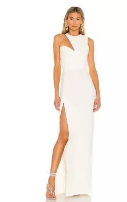 Amanda Uprichard X REVOLVE Gilda Gown In Ivory White Cutout Slit Bridal L EUC • $159.95