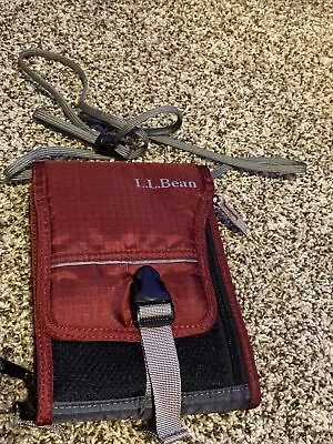 LL Bean Travel Passport Organizer Wallet Crossbody Wine Red Travel Vacation!!! • £23.13