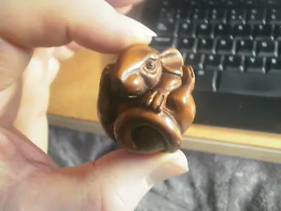 1a.. Hand Carved Wood Netsuke Of A Mouse Curled Into A Ball Boxwood Figure • £24.99