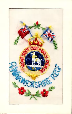 ROYAL WARWICKSHIRE REGIMENT: RARE: 1920s MILITARY EMBROIDERED SILK POSTCARD • £15