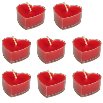 8pk Red Shape Heart Tealight Candles Mothers Day Mum Gift Decor Love VAL5988 • £8.24