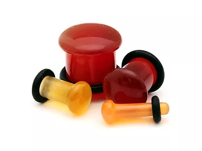 Pair Of SINGLE FLARE Carnelian Stone Plugs Organic Gauges PICK SIZE • $8.99