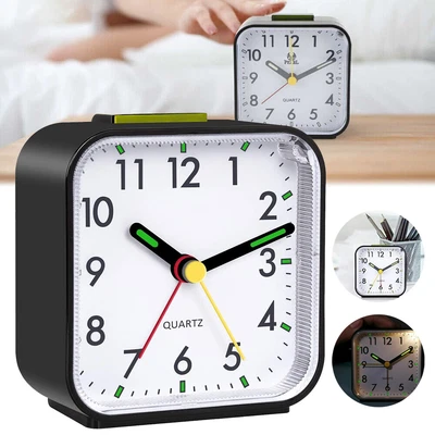 £10.89 • Buy NEW Clock Alarm Bedside Travel Easy Read Luminous Hands Glow Snooze Small Quartz