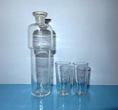 Vintage Lab Bottle With 2 Tiny Glasses • $12