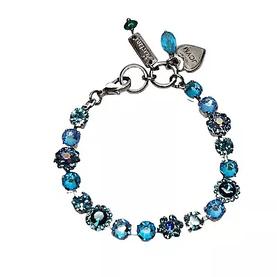 Mariana Jewelry Bracelet Blue Green Crystal Rhinestone 8” Rhodium Plate • $112.50