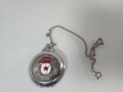 Russian Pocket Watch Molnija USSR CCCP RED STAR With Chain Vintage • $149.99