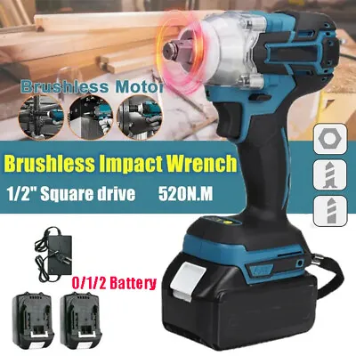 1/2  520NM Brushless Impact Wrench Cordless Drill Driver Tool For Makita Battery • £23.99