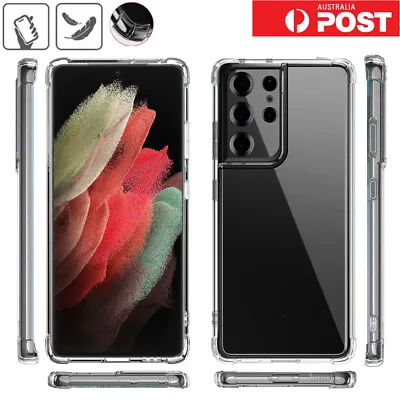 $6.99 • Buy Fit Samsung S23 S22 S21 S20 FE Ultra 5G Clear Back Case Shockproof Bumper Cover