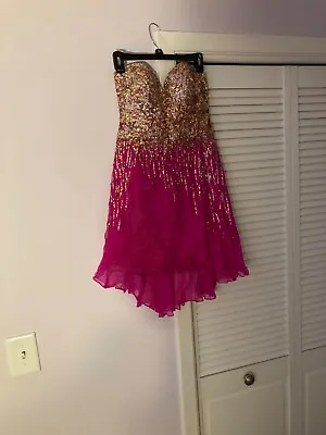 Sherri Hill Sz 8 Dress Sequins Hot Pink Ball Gown Pageant • $34