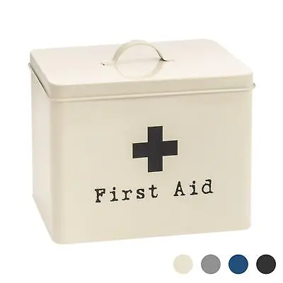 Vintage Metal First Aid Box Vintage Industrial 2-Tier Storage 29cm Cream • £15