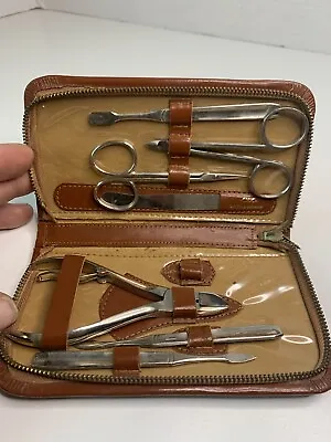 Vintage Travel Manicure Set Made In West Germany Leather Case • $10