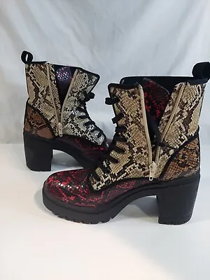 BAMBOO Platform Size 7 1/2 Snake Print  Combat Boots • $30