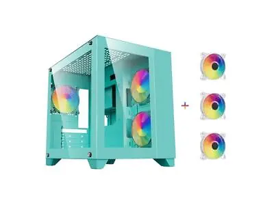 DIYPC ARGB-Q3.v2-Green USB3.0 Tempered Glass Micro ATX Green Gaming Computer Cas • $47.98