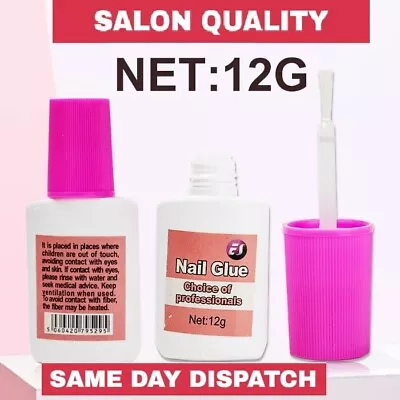 12g ES Nail Glue With Brush ✅ EXTRA STRONG ✅ Professional False Nail Tips Quick✅ • £2.69