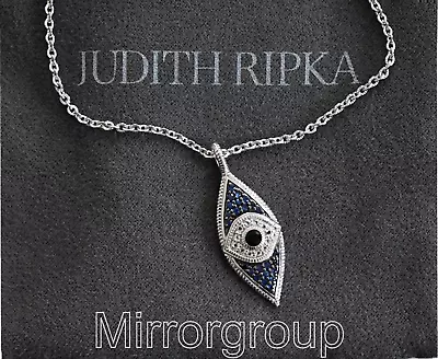 🆕️NEW JUDITH RIPKA Lucky ONYX SAPPHIRE TOPAZ SILVER EVIL EYE Pendant Necklace • $225